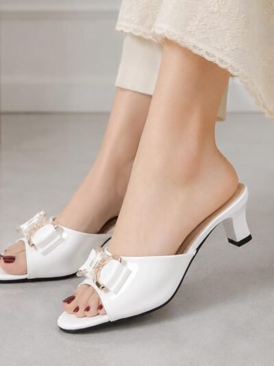 Women’s White Bow Heels